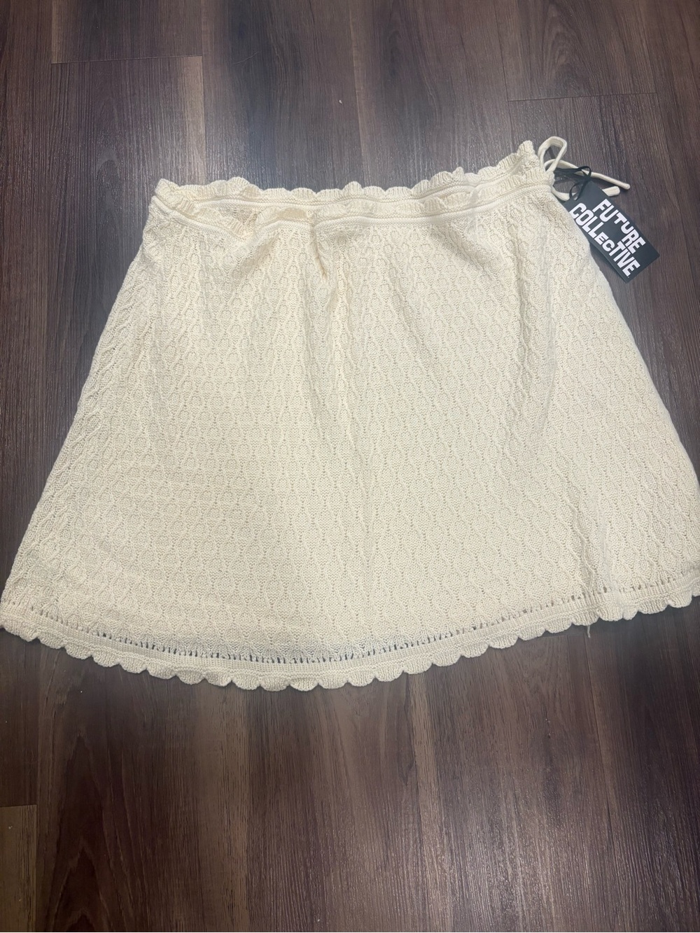Future Collective Cream Crochet Circle Skirt